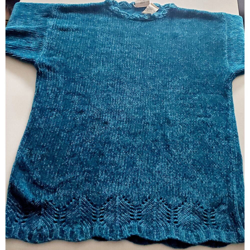 Northern Reflections Womens Teal Turquoise Shenille Sweater Size Medium Cozy